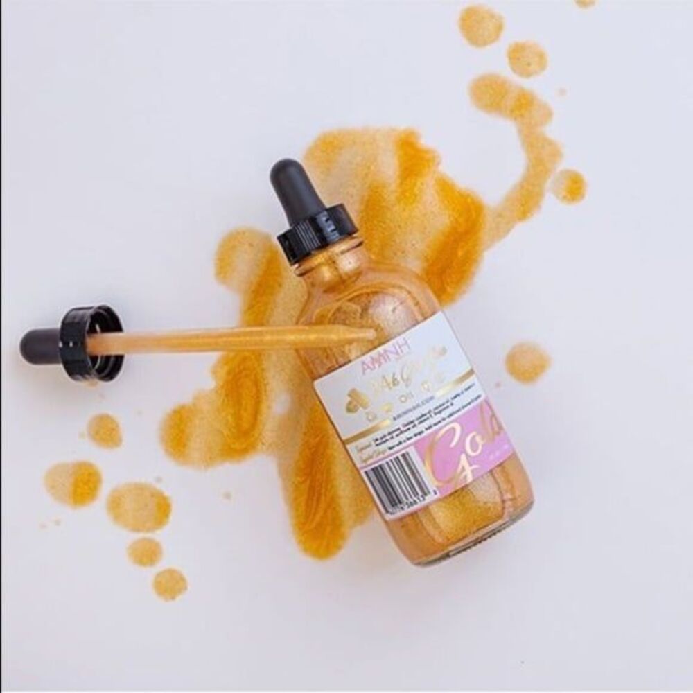 AMNH Skincare 24k Gold Shimmering Glow Oil Dropper Highlighter Full Size